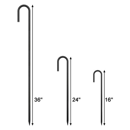10 Stück 24 Zoll Schwerlast J Haken Bewehrung Pfähle Bodenanker für Gartenzelt - Bild 5 von 6