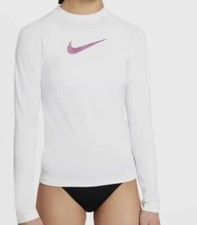 Nike Swim Girls' Swoosh Long Sleeve Hydroguard Shirt XS NWT