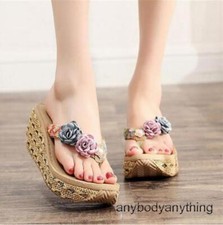 Chanclas para mujer verano playa flores zapatos tacón alto de vacaciones