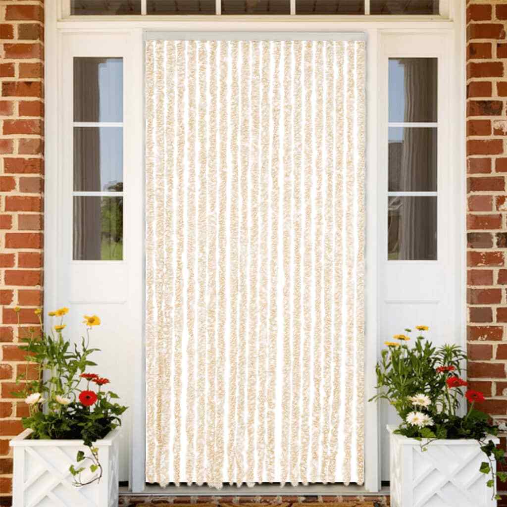 vidaXL Fly Curtain Beige and White 90x200 cm Chenille