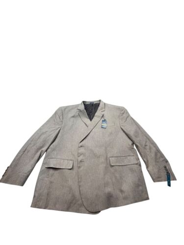 Stafford Mens 58B S Big & Tall Signature Brown Suit Jacket Linen Blend