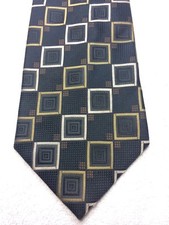 VERSA MENS TIE BLACK AND BROWN WITH GOLD SQUARES 4 X 59