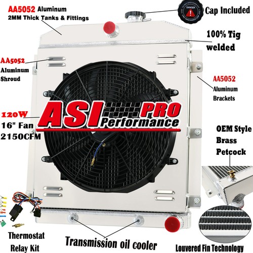 3 Row Radiator+Shroud Fan For 1949~1954 Chevy Bel Air Fleetline