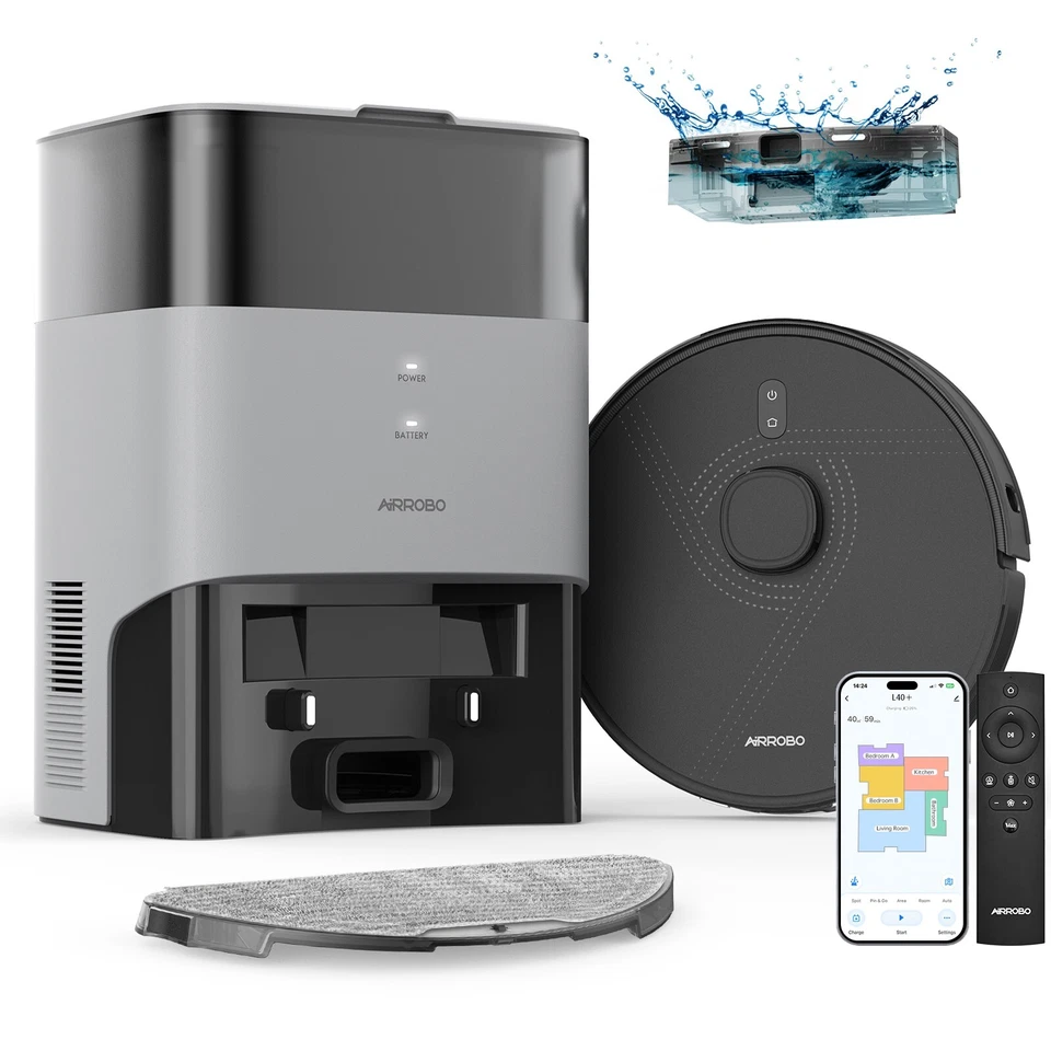 AIRROBO L40+ Robot aspirador y fregona robótico autovaciable APP/Control por voz/Alexa Foto 4 de 4