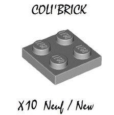 Lego 3022 - 10x Plaque / Brick Plate 2x2 - Gris Clair / Light Bluish Gray - NEUF