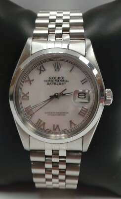 (RI5) Rolex Oyster DateJust Automatic Watch White Roman Numeral Dial 16014 36mm