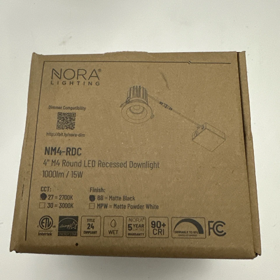 Nora Lighting NM4-RDC27BB M4 4" Canless Round Reflector 2700K LED - Black - Image 2 of 4
