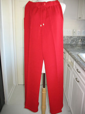 ST. JOHN SPORT TRUE RED HIGH WAIST WIDE LEG WOOL BLEND PANTS - SIZE P