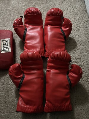 Everlast 12oz Laceless Boxing Gloves RED 2000s with headgaurd | eBay