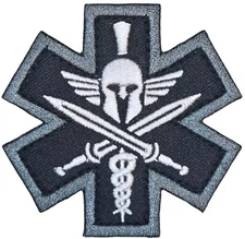 MSM TACTICAL MEDIC SPARTAN MILSPEC MONKEY MILITARY SWAT B&W HOOK PATCH