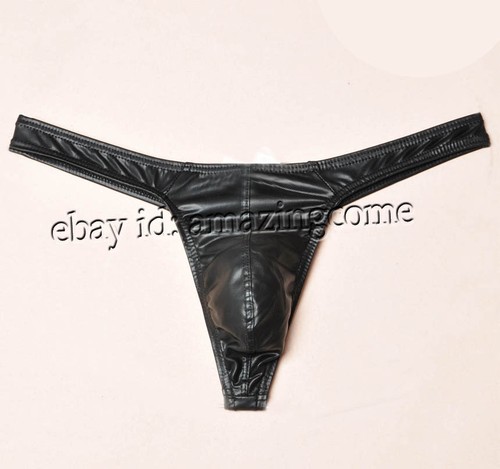 Nowe męskie skórzane stringi G-String Bielizna Mini figi Bulge Pouch Bikini - Zdjęcie 1 z 2