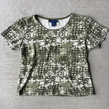 vintage y2k 00s green printed whimsigoth fairy grunge cotton t-shirt s small