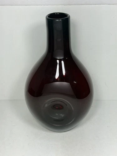 Blenko Ruby Red Glass  Vase 12.5 X7x6 With Dimples (rm)