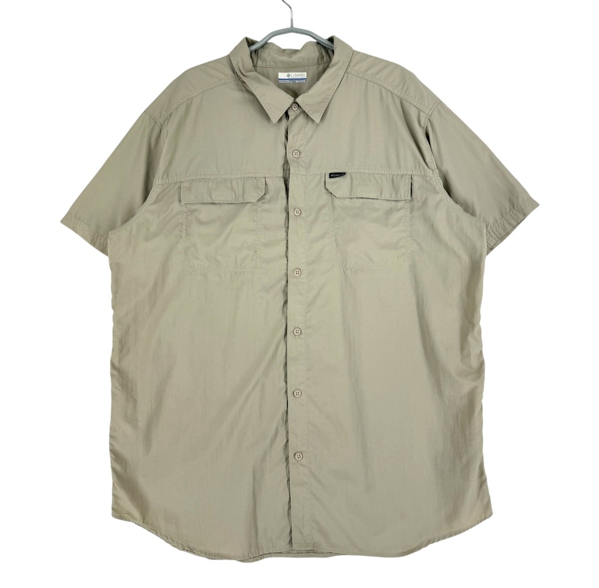 Camisa De Manga Corta Beige Para Hombre Columbia 100% Nylon Talla 2XL