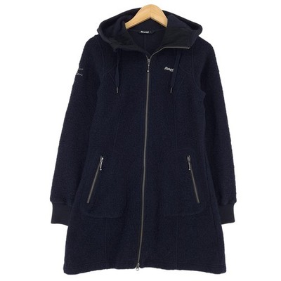 Bergans Of Norwegen Myrull Jacke Blau Wolle mit Kapuze Mantel Damen Vp9 GRÖSSE S