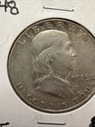 1948-D XF. Franklin Half Dollar Full Bell Lines Actual Coin. Higher grade (FM)