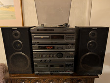 Sony LBT-V302 Compact Shelf Stereo Turntable CD Cassette AM/FM Remote Black