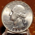 1964 D Washington Quarter BU Uncirculated Mint State 90% Silver 25c US Coin