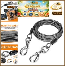 30 ft Braided Steel Dog Tie Out Cable Chew Proof Reflective Black