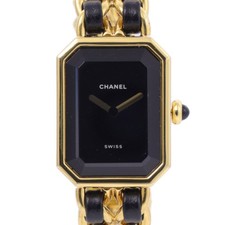 CHANEL CC Premiere S H0001 Quartz Watch Gold Plated Black