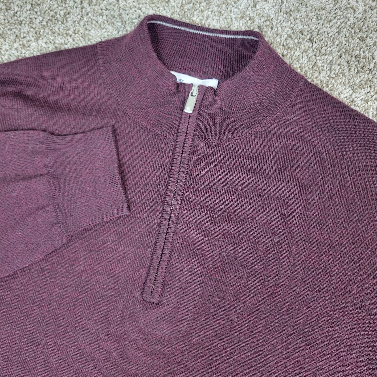 Peter Millar Mens Large Solid Maroon Stretch Knit… - image 1