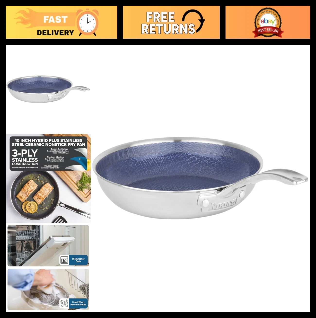 Viking 10-Inch Ceramic Nonstick Frying Pan, Induction, Oven Safe
