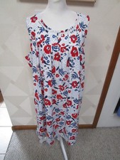CROFT BARROW-WHITE/MULTI-FLORAL-SLEEVELESS-KEYHOLE-NECK-NIGHTGOWN-SIZE-XXL-NWT