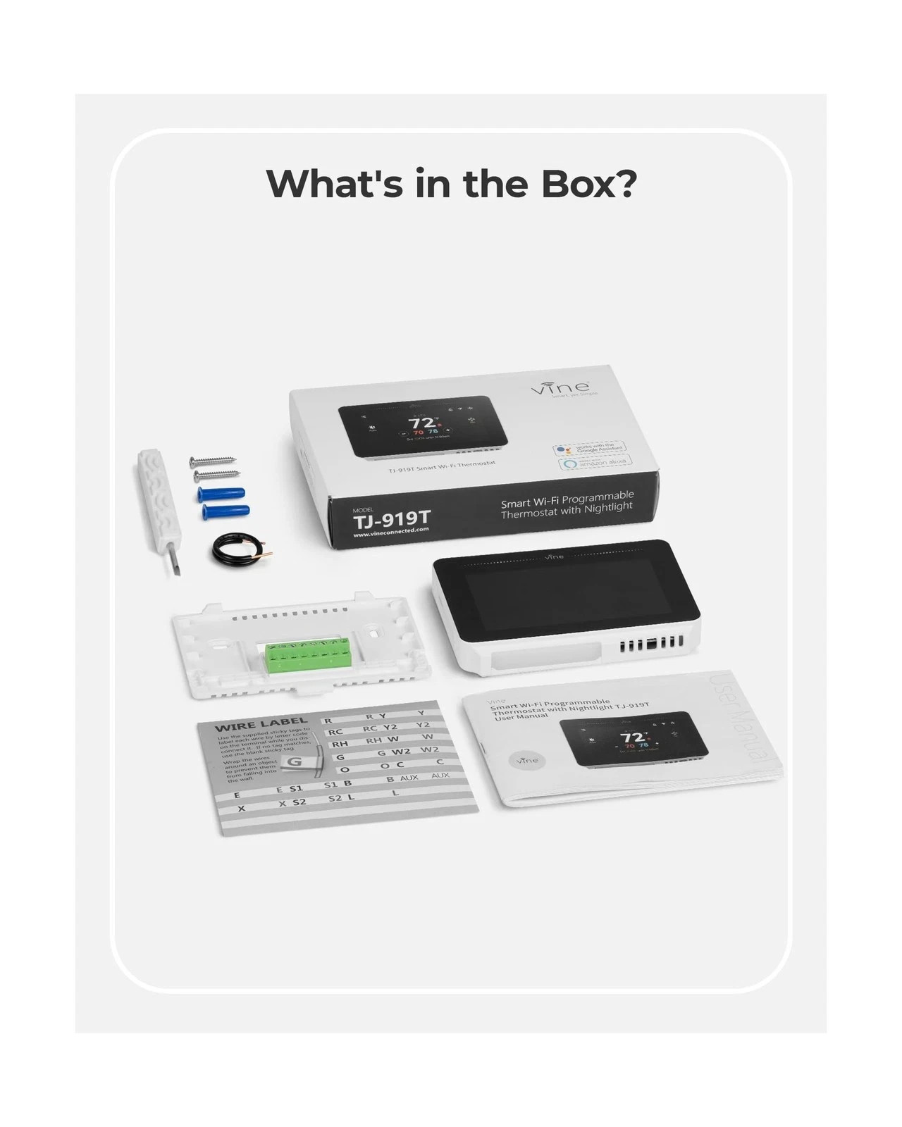Smart Wi-fi Thermostat. Works With Google And Alexa By Vine TJ- 919T Details