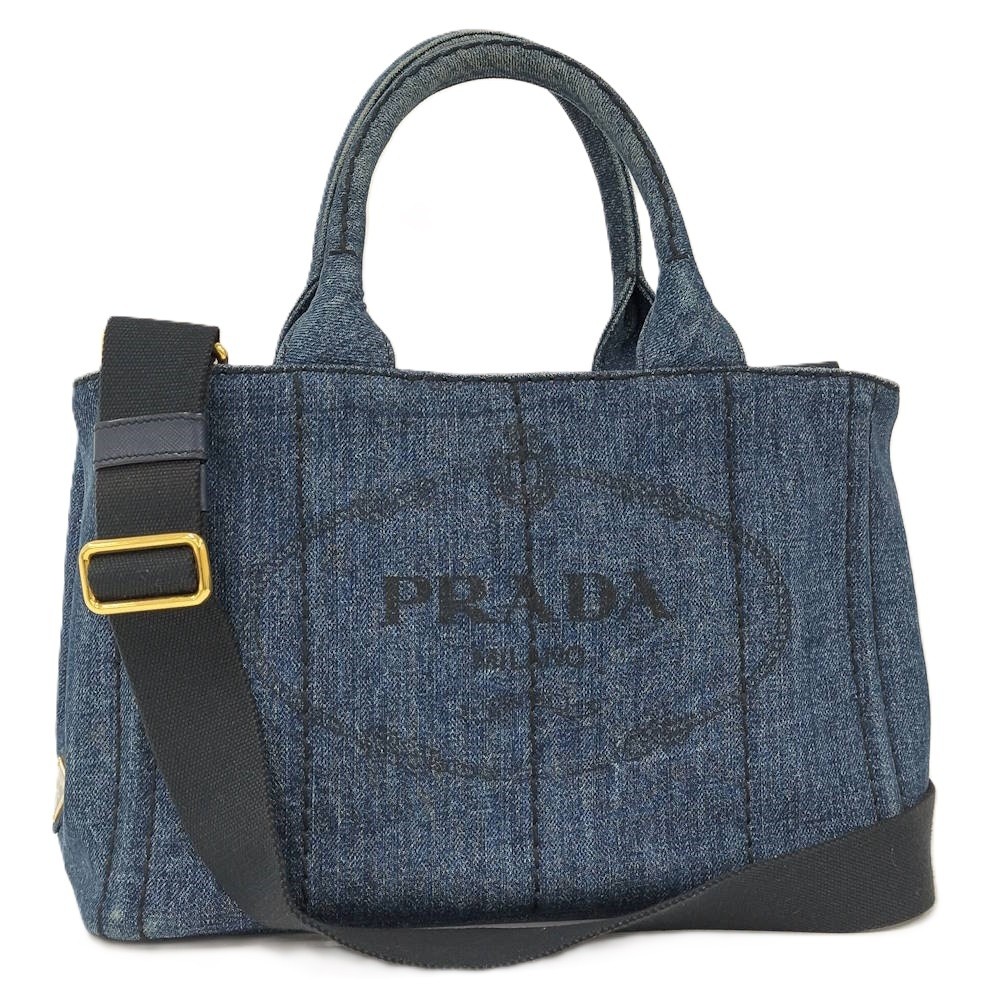 PRADA 2WAY Tote Bag Canapa Denim Gray 1BG439 from japan