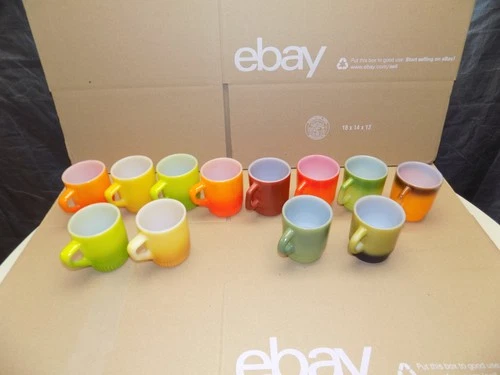 Vintage Anchor Hocking & Fire King Colored Ombre Cup Mug Lot of 12