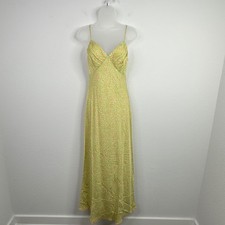 Topshop Dress Womens US 4 Yellow Floral Satin Slip Romantic Whimsical Boho Fairy