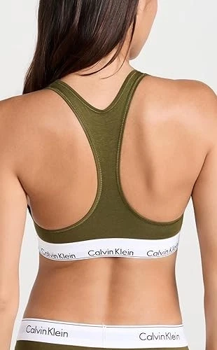 Bralette moderno de algodón para mujer Calvin Klein, verde oliva, mediano 38A/36B/34C-D Foto 2 de 4