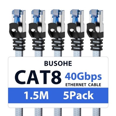 LAN Kabel Cat 8 1,5m 5 Stück Ethernet Kabel Flach Hochgeschwindigkeit Netzwer...