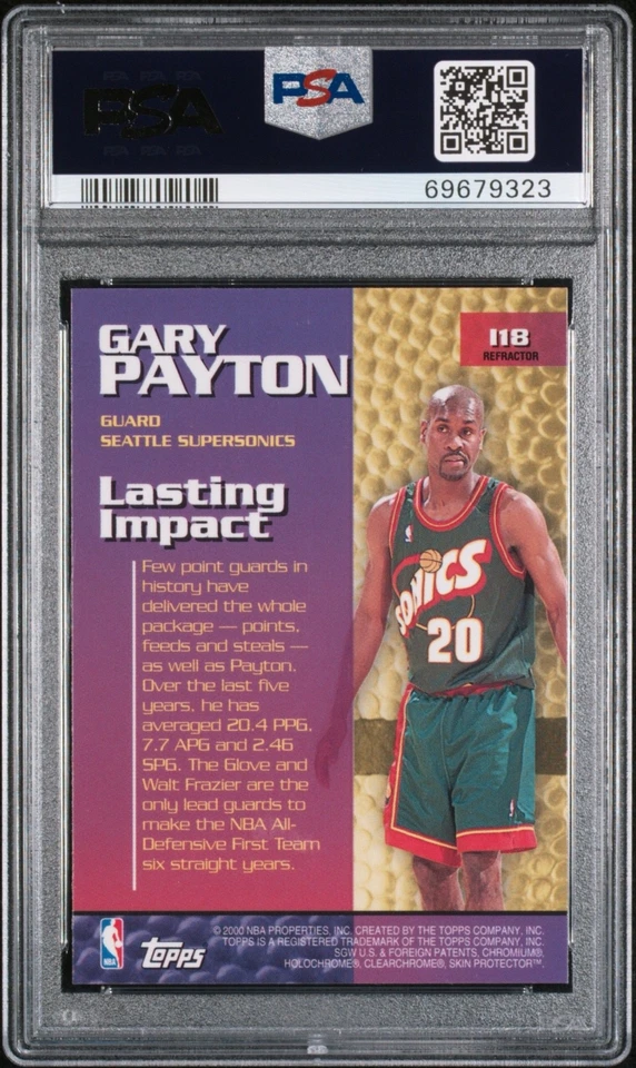 GARY PAYTON 1999-00 Topps Impact Refractor #I18 PSA 9 Mint (Pop 3 : 0 Higher) - Image 2 of 3
