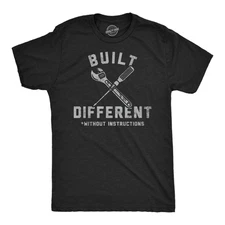Mens Funny T Shirts Built Different Without Instructions Sarcastic Novelty Tee