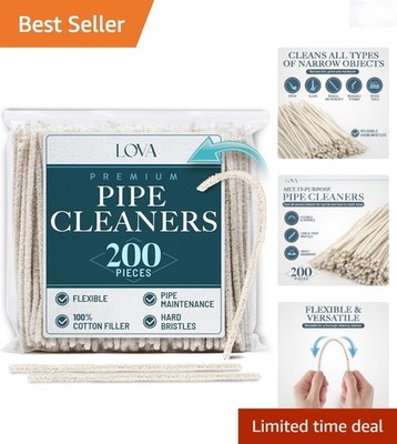 Pipe Cleaners Bulk 200 Pack - Hard Bristle, 6 Inch, Steel Wire Core for Tobac...
