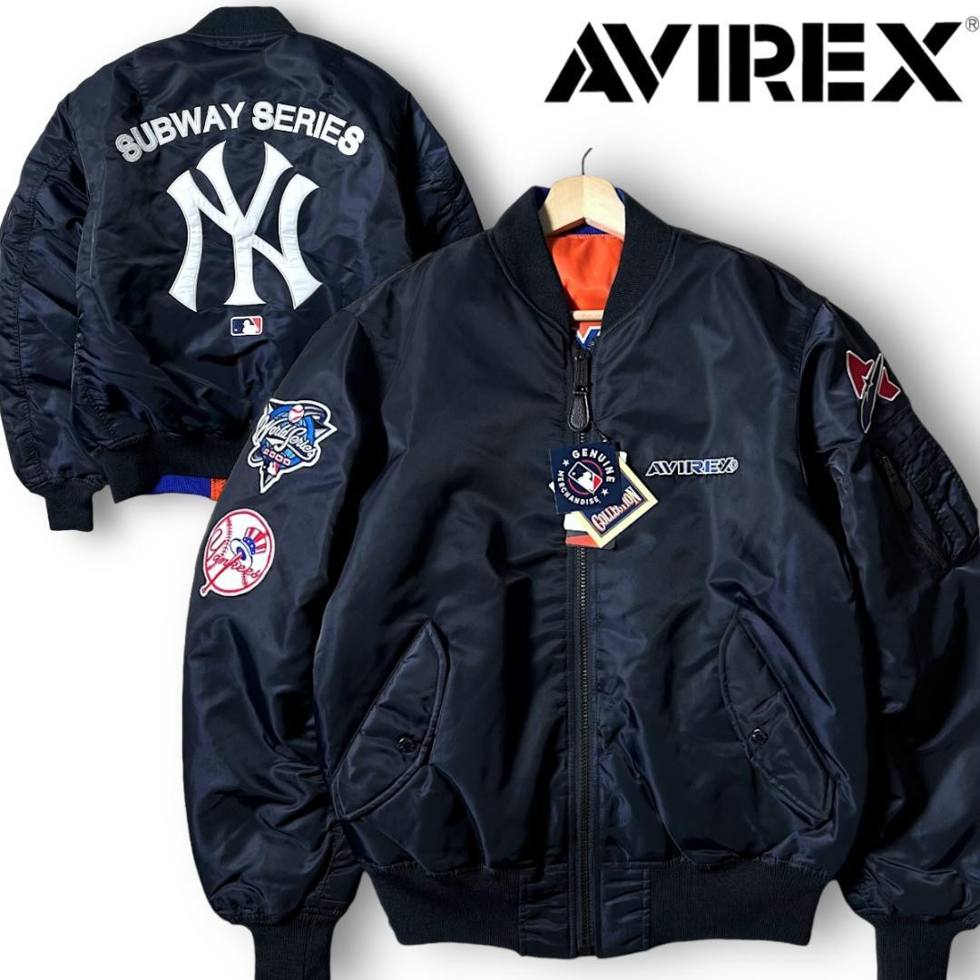 L Avirex Mlb Yankees Mets Jacket Ma-1 Navy Blue _#ar470