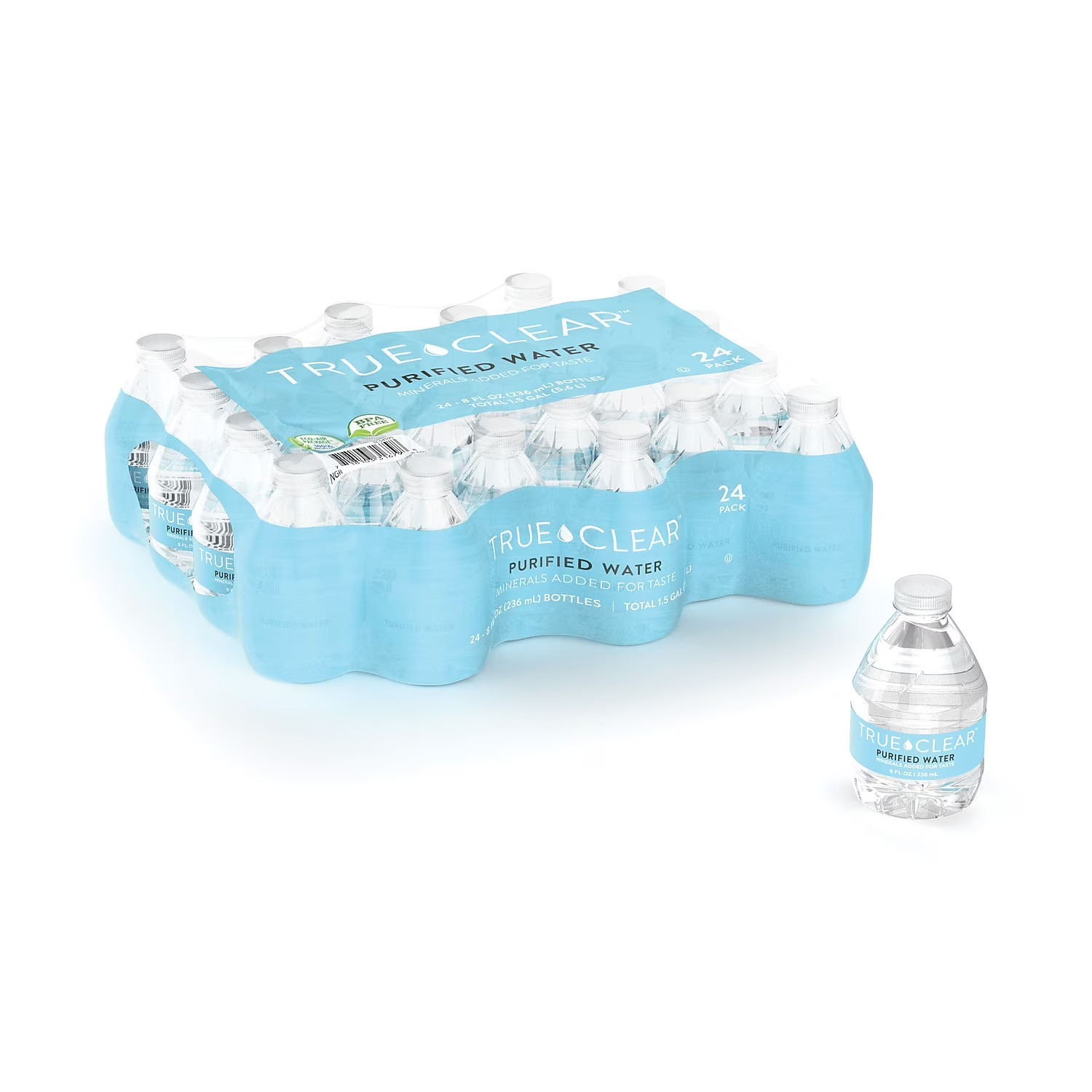 Staples True Clear Purified Bottled Water 8 oz Bottle 24 Bottles/Carton 8OZ24CT