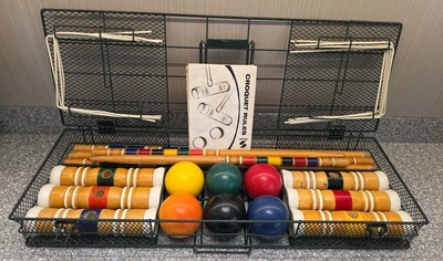 Vintage Sportcraft Croquet Set 02041 Metal Wire Cage Carry Case