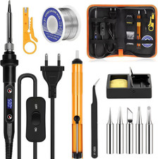 Saldatore a Stagno Kit 80W Con Display LCD Regolabile 180-500°C, Set Saldatore C