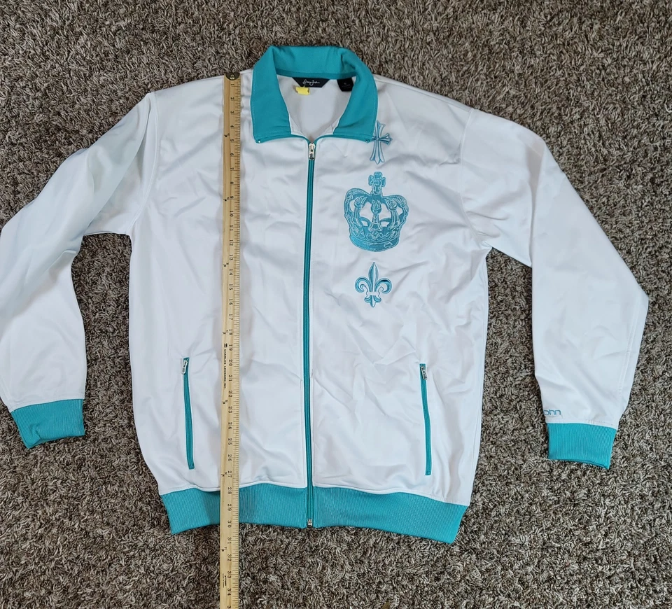 Chaqueta deportiva vintage Sean John Signature en blanco con detalles verde azulado Foto 4 de 4