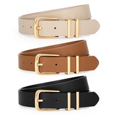3 Pack Women's Leather Belts for Jeans Dress Pants Fashion Ladies Leather Bel...