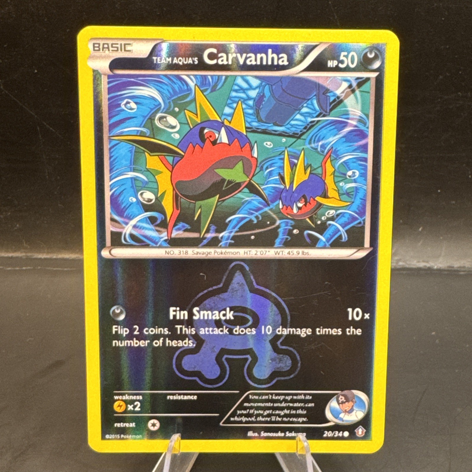 Team Aqua's Carvanha - 20/34 [Double Crisis] Pokemon TCG - REVERSE HOLO - LP