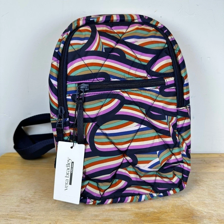 NWT Vera Bradley Striped Multicolor Mesh Backpack Vera Bradley Mesh Backpack ~ colbalt stripe mint new with  main image 3