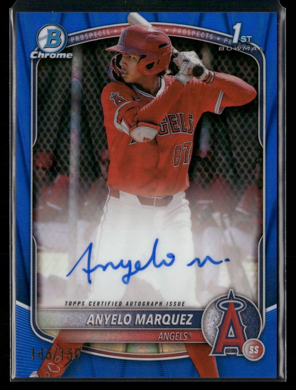 Anyelo Marquez 2025 Bowman Chrome #CPA-AM Prospect Autographs Blue RayWave /150