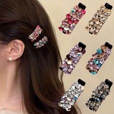 6Pcs Mixed Color Rhinestone Hair Clips for Women Decorative Small Hairclips f...