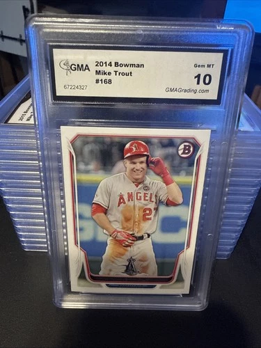 Mike Trout 2014 Bowman baseball card graded GMA 10