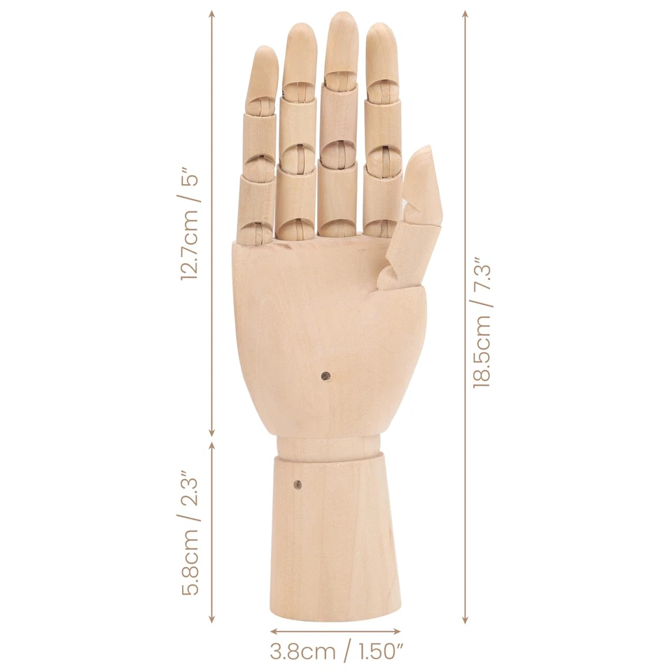 Flexible Linke & Rechte Holz Hand Modellfiguren Deko Hand (2er Pack) 18,5 cm - Bild 4 von 4