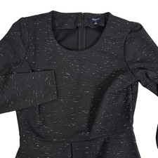Madewell Gia Marled Concept Black Speckled A Line Dress Pleated Stretch Womens 0
