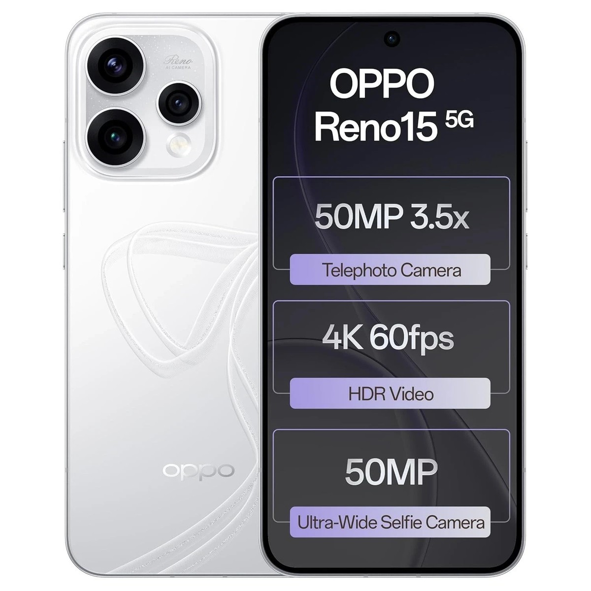 Oppo Reno15 5G (White, 8GB RAM 256GB Storage) 7 Gen 4 Processor